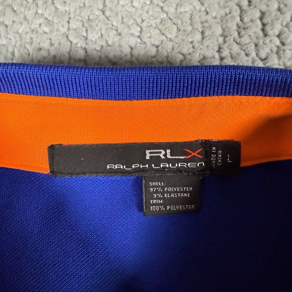 RLX‎ Ralph Lauren Polo Shirt Mens Large Blue Short Sleeve 2013 US Open Marion⛳ - Picture 3 of 10